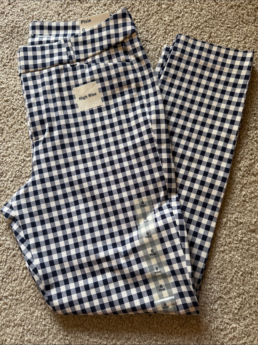 Old Navy Navy and White Gingham Pixie High Rise Pants